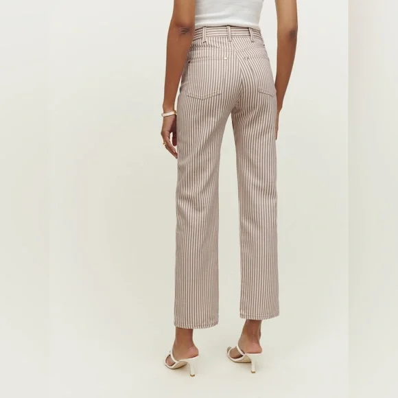 Reformation Cowboy Striped High Rise Straight Jeans - Picture 2 of 4